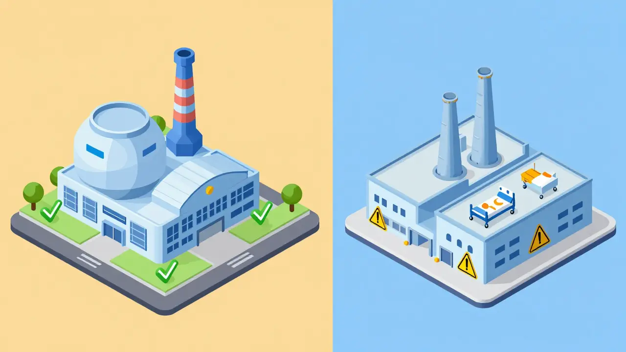 Two factories showing US safety vs Indian adverse events