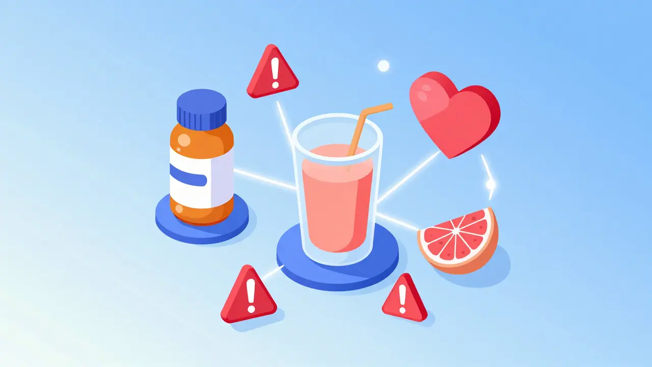 Diagram of a person experiencing drug, food, and health condition interactions.