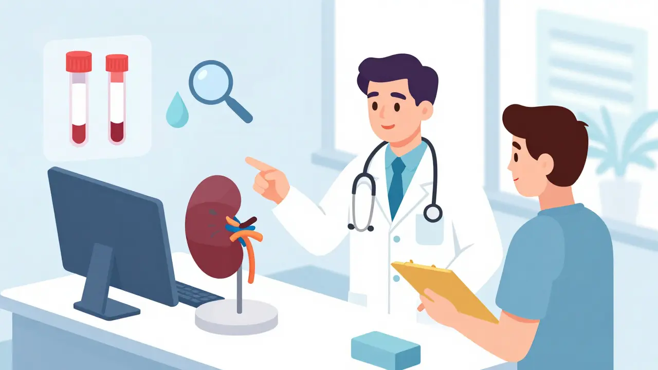 Doctor and patient discussing treatment options in a medical clinic.