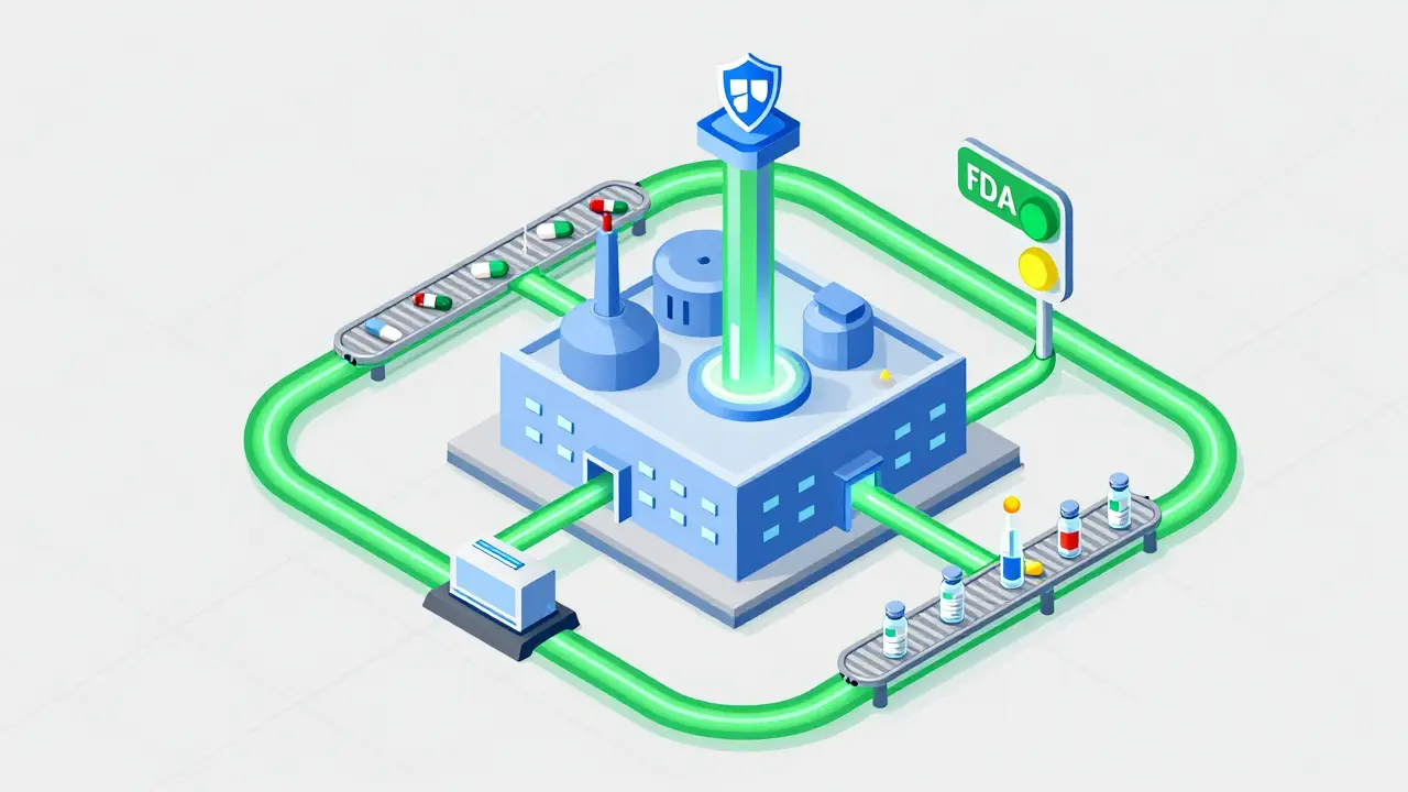 Isometric illustration of drug supply chain early warning system
